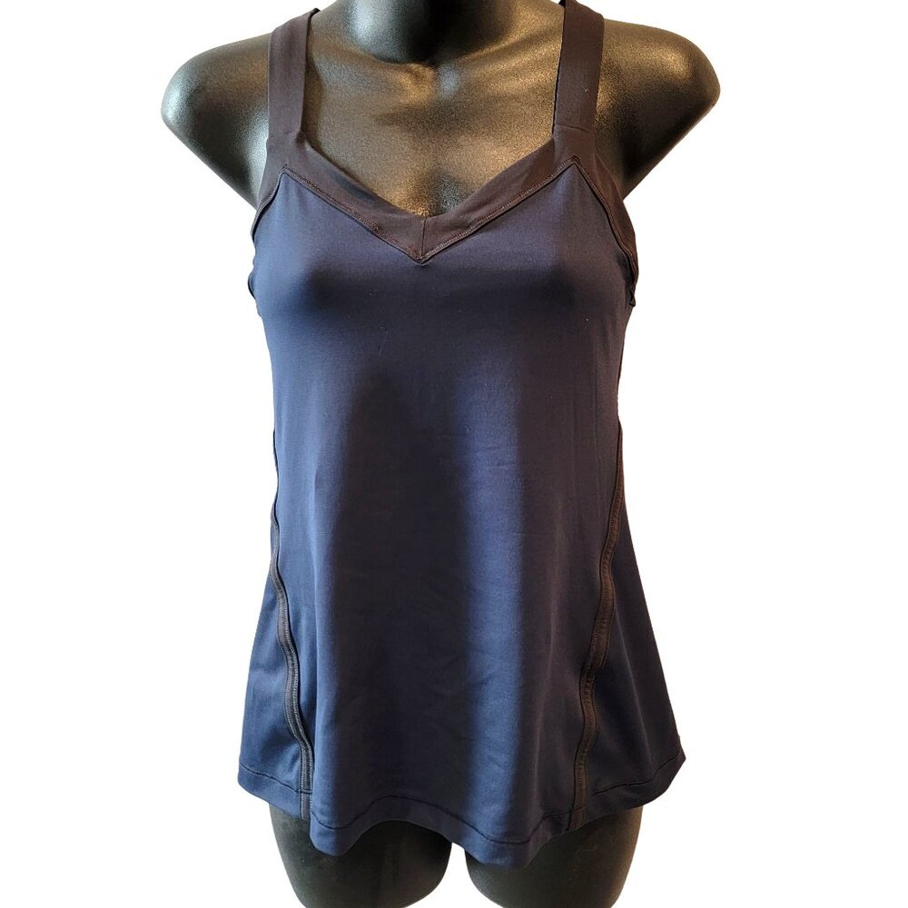 Lululemon Athletica Run Mile a Minute Navy Blue Black Tank Size 6 (No Size Tag) - Picture 2 of 9